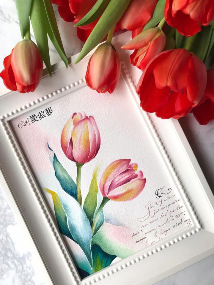 ［水彩］甜蜜時光 花時間～鬱金香 Claire&nbsp;台南